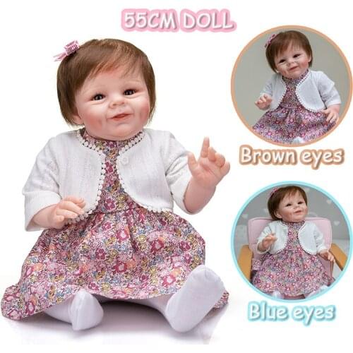 55CM Reborn Doll Realistic Shaya Smiling FaceBaby Girl Doll Lifelike Soft Touch Cuddly Toddler Girl Christmas Gift for Kids