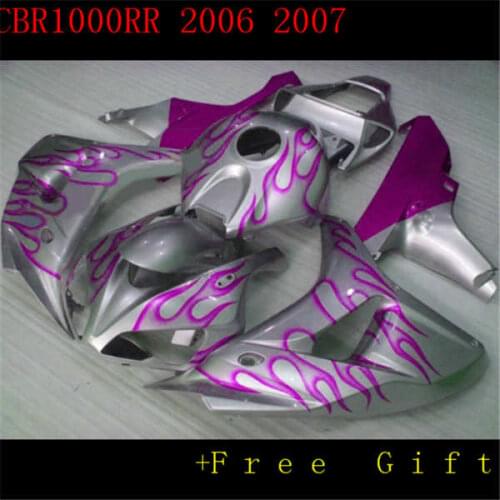 Hot in silver purple molding plastic fairing kit for fairings CBR1000RR 2006 2007 black green aftermarket set CBR 1000 RR 06 07