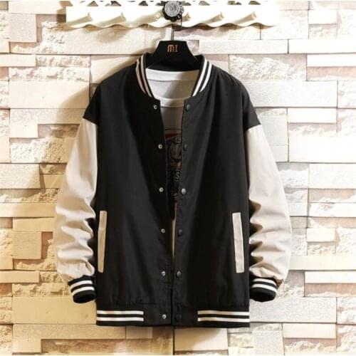 Mens jacket spring baseball uniform casual loose coat student jacket Mens stitching jacket male