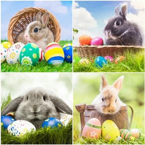 New Diamond Mosaic Easter Bunny Diamond Painting Full Square Diamond Embroidery Cross Stitch Animals Picture of Rhinestone