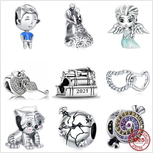 Silver Shiny Boy Fairy Sugar Beads fit Pandora Charm Silver 925 Bead Pendant Bangle with stylish DIY jewelry