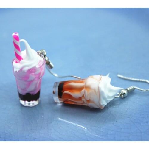 New Funny Summer Ice Cream Cup Resin Earrings Womens Fashion Creative Drink Jewelry Personality Birthday Gifts for Friend