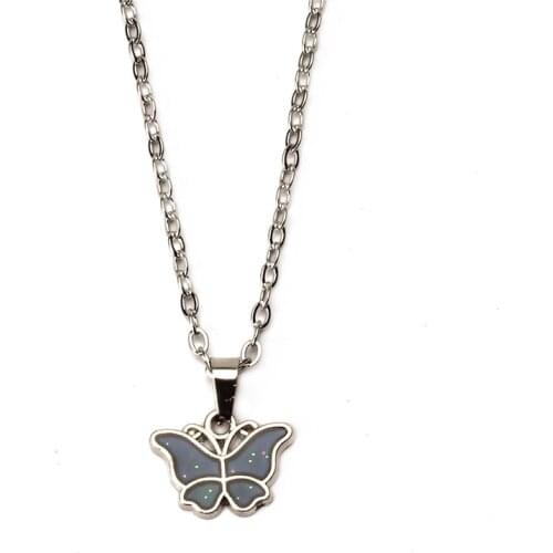Discoloration Butterfly Pendant Necklace Geometric Stainless Steel Necklace for Women Fashion Party Gift Decoration