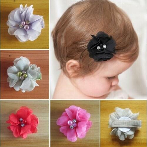 Wholesale 70pcs/lot 14colors chiffon flower hair clip hairpin
