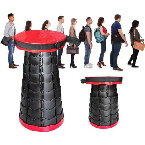 Portable Folding Stool with Backpack pad, Retractable Collapsible Telescopic Camping Seat, Small Lightweight Sturdy