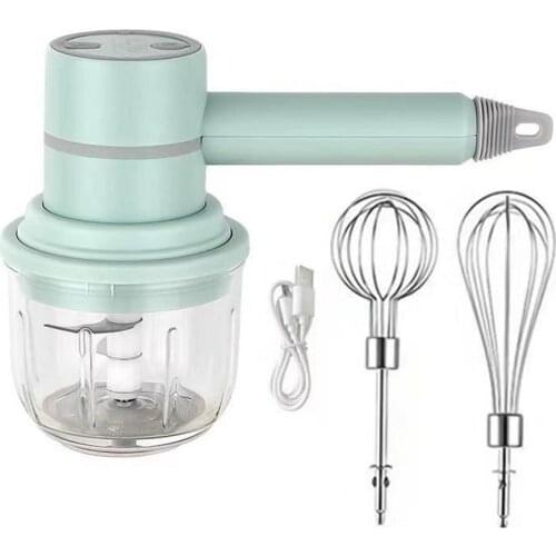 Professional 3-Speed Immersion Hand Blender USB Recharge Kitchen Vegetable Chopper Egg Whisk With 2 Whisk Attachments For Soup