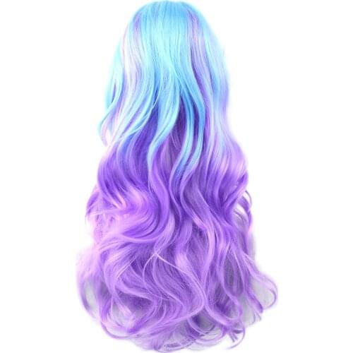 Soowee 13 Colors Wavy Women Wig High Temperature Fiber Synthetic Hairpiece Long Ombre Hair Cosplay Wigs