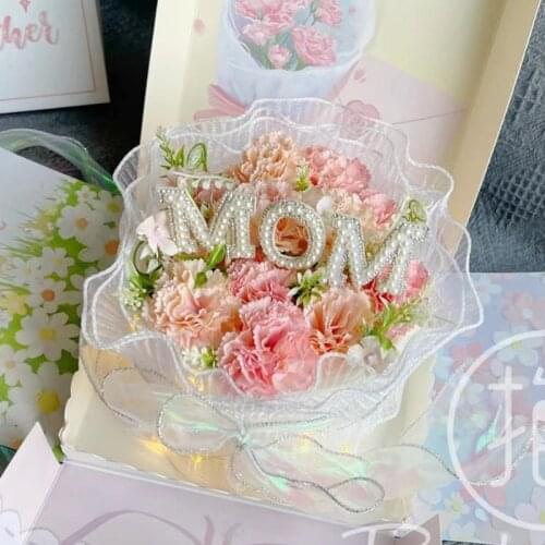 INS Mom Birthday Cake Topper Pearl Felt White Mama Baking Cake Toppers for Happy Mothers Day Cupcake Decoration Supplies New