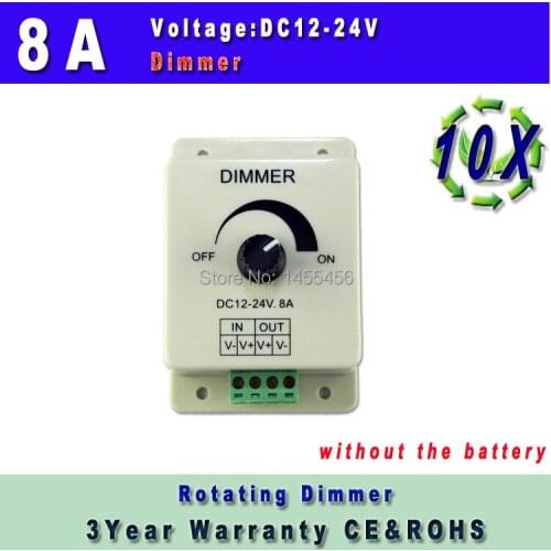 Rotating Dimmers 12V 8A 96W Adjustable Brightness dimmer for led strip 24V 192W dimmable stripe lamp 10pcs/lot
