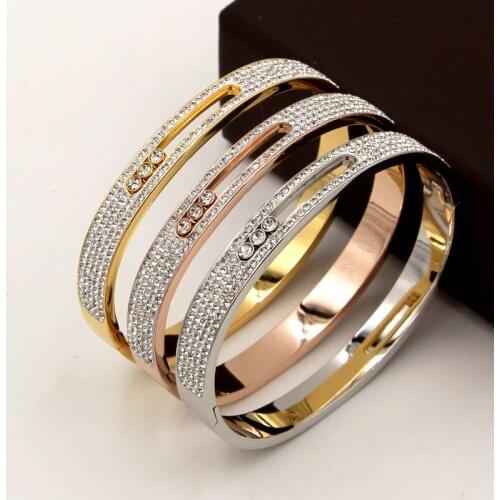 Hot Sale Titanium Steel Bracelets Moveable Diamonds Bangle Couple Valentines Day Gift Hand Accessories 2022