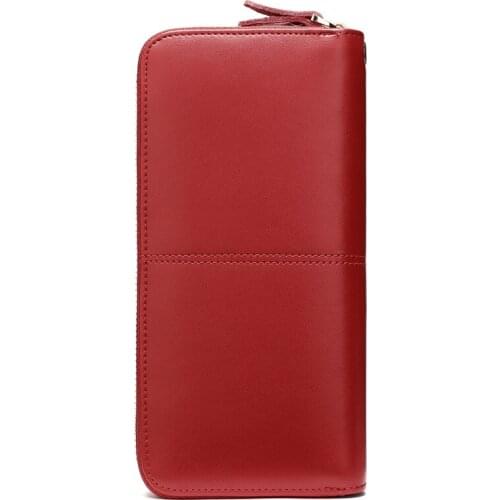 Ladies Designer Purse Female Red Black Wallet Genuine Leather Wallets for Women Luxury Leather Long Purse Wallet Woman