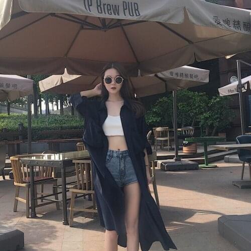 Women trench thin coat slim single breasted female long windbreaker outwear sunproof Shirt coat cotton women loose windbreaker