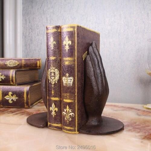 1 Pair-Hands Bookends, Vintage Antique Finish, Cast Iron