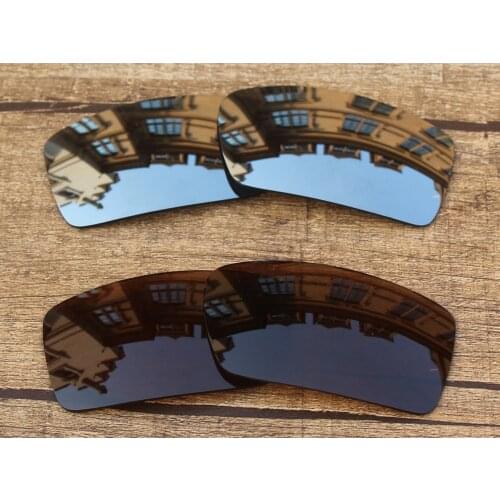 Vonxyz 2 Pairs Chrome Mirror & Bronze Brown Polarized Replacement Lenses for-Oakley Gascan Frame
