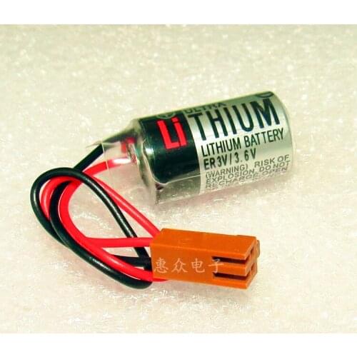 2PCS/lot 100% Original New ER3V 3.6V 1000mAh JZSP-BA01 PLC Lithium Battery With Brown Plug Free Shipping