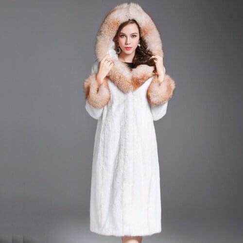 2021 Brand luxury women natural mink fur jacket long style solid color elegant lady high quality winter fur coat TU144-038