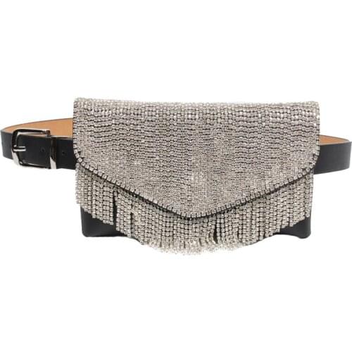 8PCS / LOT Fashion Elegant Ladies Waist Belt Money Pocket Diamond Tassel Luxury Belly Bag Mobile Phone Belt Waist Pack