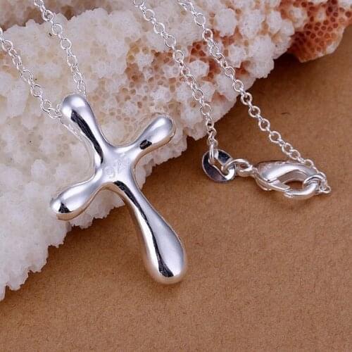 925 jewelry silver plated Jewelry Pendant Fine Fashion Cute Droplets Cross Necklace Pendants Top Quality CP105