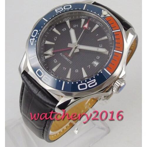 41mm bliger black sterile dial ceramic bezel gmt sapphire glass Luxury Automatic Movement mens watch
