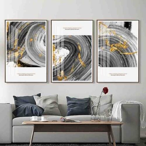 Ink Gold Foil Crystal Porcelain Modern Frameless Painting Core New Chinese Light Luxury Nordic Abstract Art Triple Living Room