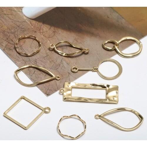 European and American Irregular square water drop wave alloy pendant DIY handmade jewelry earrings accessories material