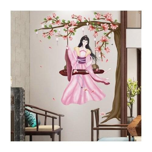 Chinese Style Swing Beauty Wall Sticker Living Room Sofa Background Wall Painting Posters And Prints Bedroom Decor House Decor