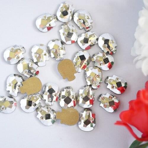 Nail Art Crystal Strass Rhinestones Mine Silver Non Hotfix Rhinestone 6*8mm 10pcs Skull head Crystals DIY Gem decoration