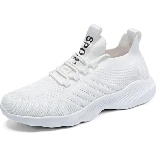 2021Summer Mens Sneakers Leisure Breathable Shoes Lace-up Black White Size 44 Shoes Zapatillas Hombre