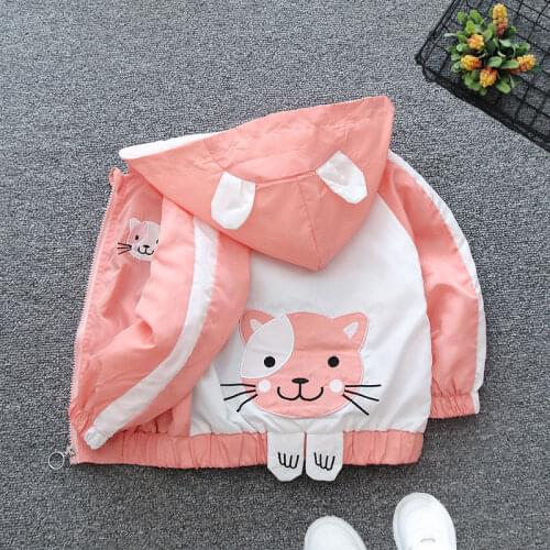 Spring Jacket for Girls Coats Hooded Unicorn Baby Girls Waterproof Outerwear Kids Windbreaker Autumn Girls Jackets