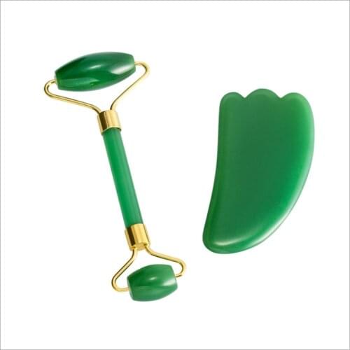Quartz Jade Roller Guasha Massage Natural Stone SPA Double Head Facial Roller Cream Use Gift Box To Fight Wrinkle Facial Massage