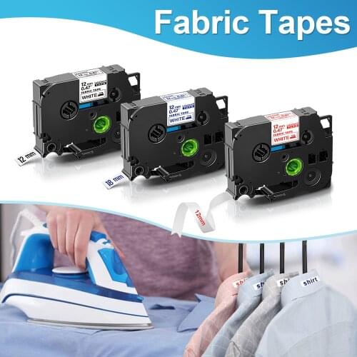 Labelwell TZe-FA231 for Brother TZe-FA231 TZeFA231 Fabric Iron-on Label 12mm Black on White for Brother P-touch label maker