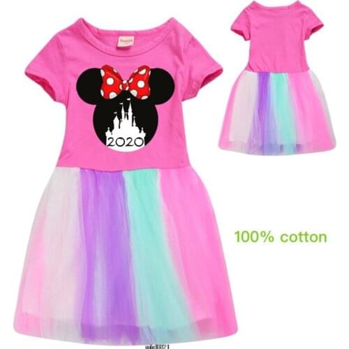 Summer Disney Mickey Mouse Minnie Girl Dress Baby Kid Clothes Princess Dress Cosplay Costume Party Birthday Children Clothing