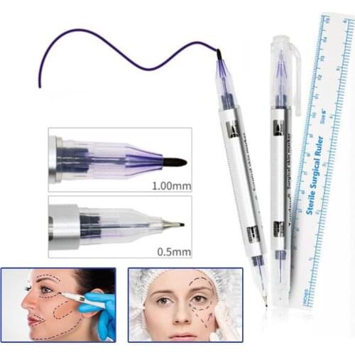 1 Pieces Surgical Eyebrow Skin Tattoo Marker Pen Tool Accessories With Measuring Ruler