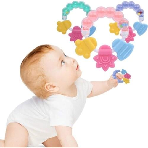 Cartoon Baby Teether Silicone Handbell Jingle Educational Mobiles Baby Toys Teeth Biting Baby Rattle Toy Bed Bell Beads Gifts
