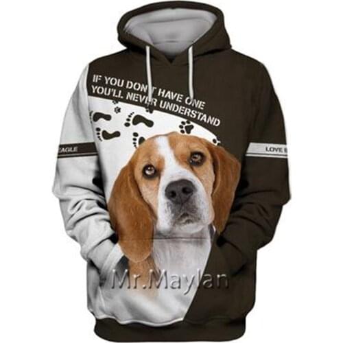 Personality Fashion Animal Beagle 3D Print Graphic Hoodie Men/Women Streetwear Oversized Sweatshirt Harajuku Tops Pullover - A22