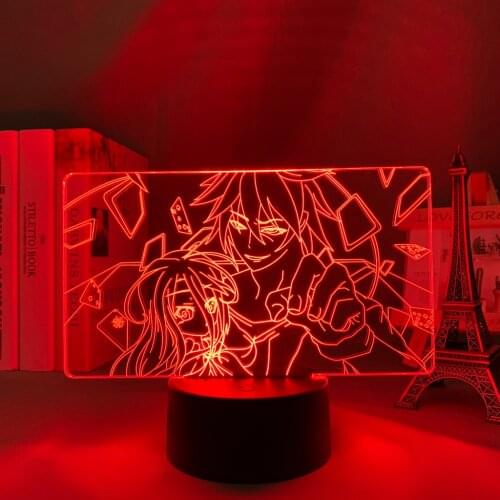 No Game No Life Led Night Light for Kids Bedroom Decor Nightlight Birthday Gift Bedside Table 3d Lamp Anime No Game No Life