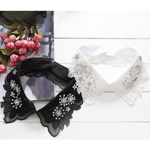 New Hot Sale Korean Fashion Women Detachable Crystal Collars Pearl Shirt Detachable Fake Collar Shirts Sweater Fake Collar