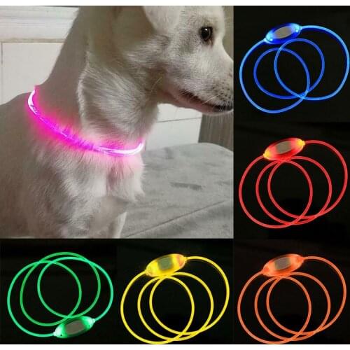 Pet Luminous Collar Adjustable Dog Collar Charging LED Tube Flashing Night Luminous Safety Pet Collar