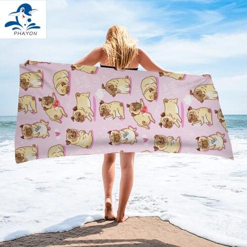 Beach Towel Cute Dogs Quicky-dry Microfiber Bath Towels Cartoon Kawaii Animals Cushion Bath Towel Yoga Mat Beach Towel