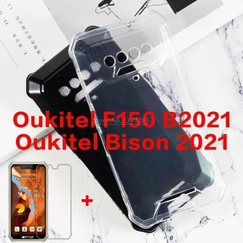 Transparent Phone Case For Oukitel F150 B2021 Silicon Caso Soft Black TPU Case Glass For Oukitel Bison 2021 Tempered Glass Cover