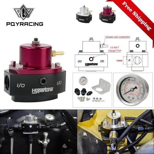 12-880 E85 Compatible Return Adjustable Style Billet Aluminum Bypass Fuel Pressure Regulator with AN6*1 AN8*2 Fittings