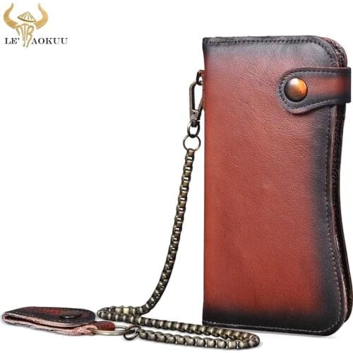 Genuine leather Luxury Famous Brand Dargon Emboss Fashion Checkbook Iron Chain Organizer Wallet Long Purse Design Clutch 1088