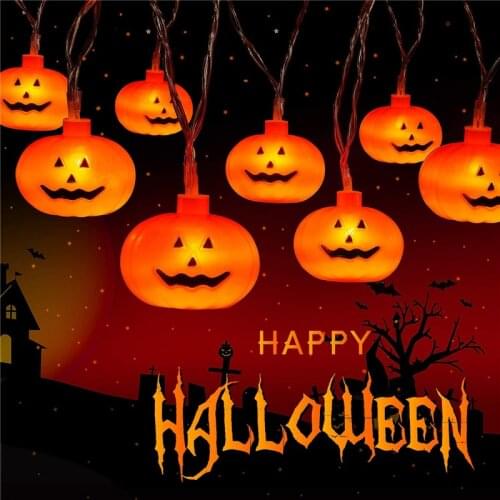 LED Halloween Lantern Lights Pumpkin Fairy String Lights Lamp Holiday Decorative Lighting String Ornament for Halloween Party