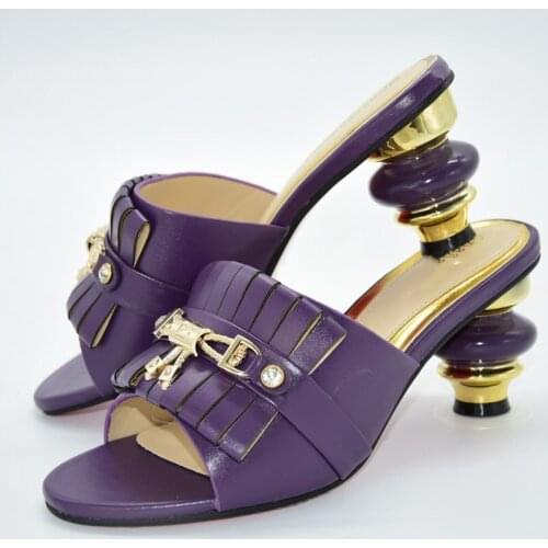 Latest Purple African Strange High Heel Party Shoes Elegant Pumps 81-1 Heel Height 8CM
