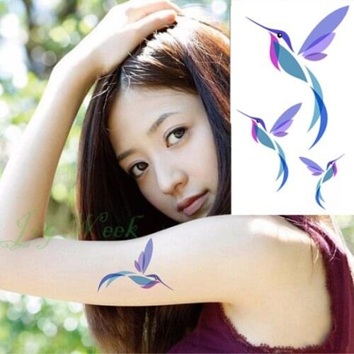 Waterproof Temporary Tattoo Sticker bule bird fly tattoo Kingfisher Humming tatto stickers flash tatoo fake tattoos