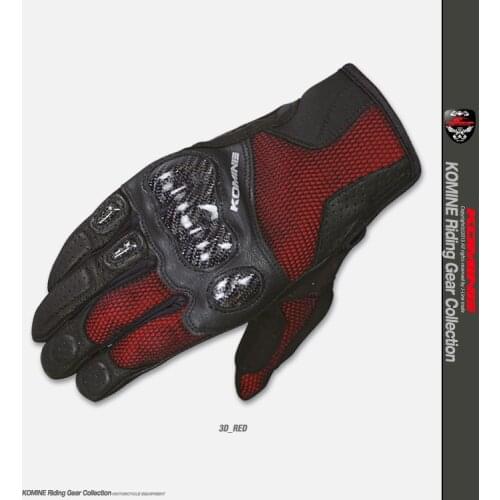 Komine GK 197 3D Protect Gloves Moto Street Guantes Motorbike Scooter ATV MTB UTV Bike Cycling Red Luvas Mens