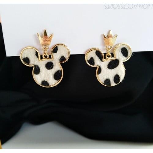 Wholesale Cute Cartoon Mouse Ear Stud S925 Silvery Pin Polka Dot Non-Mainstream Autumn and Winter Earrings Female Wholesale