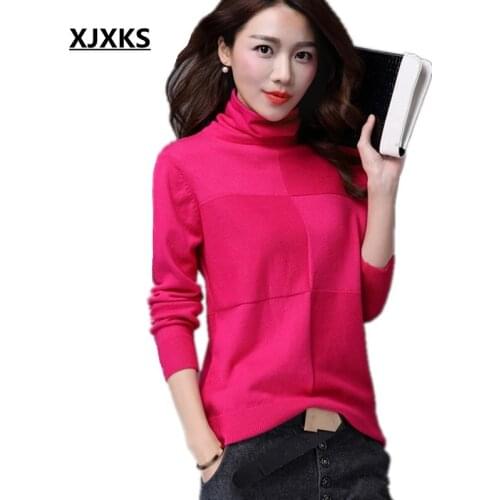 XJXKS Turtleneck High Quality Big Promotion Women Cashmere Sweaters New 2018 Solid Color Autumn And Winter Christmas Sweater
