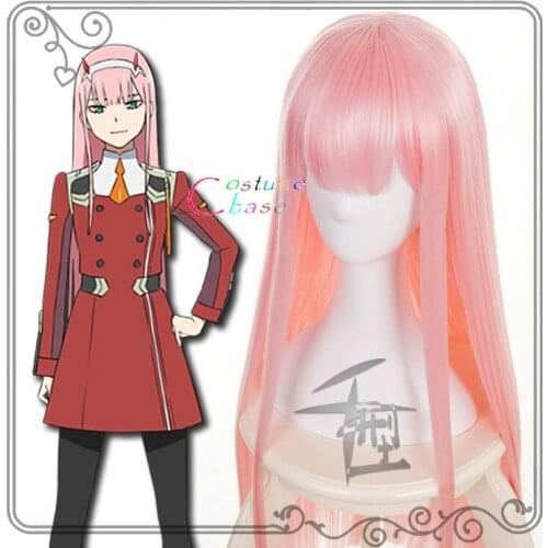 DARLING in the FRANXX 02 Zero Two 100cm Long Pink Role Play Halloween Cosplay Costumes Synthetic Hair Party +Free Wig Cap