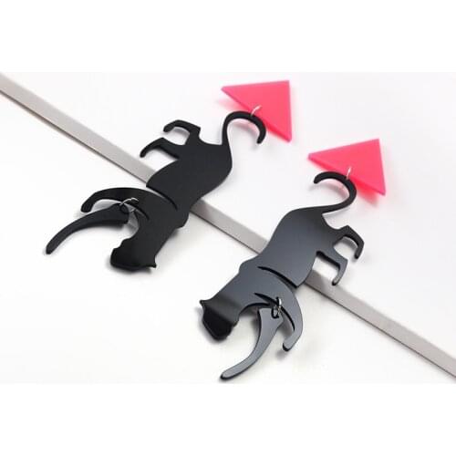 ZiccoWong Exaggerated Acrylic Long Big Black Leopard Drop Earring For Women Girl Fashion Animal Dangle Earring Party Jewelry